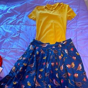 Two piece skirt and shirt